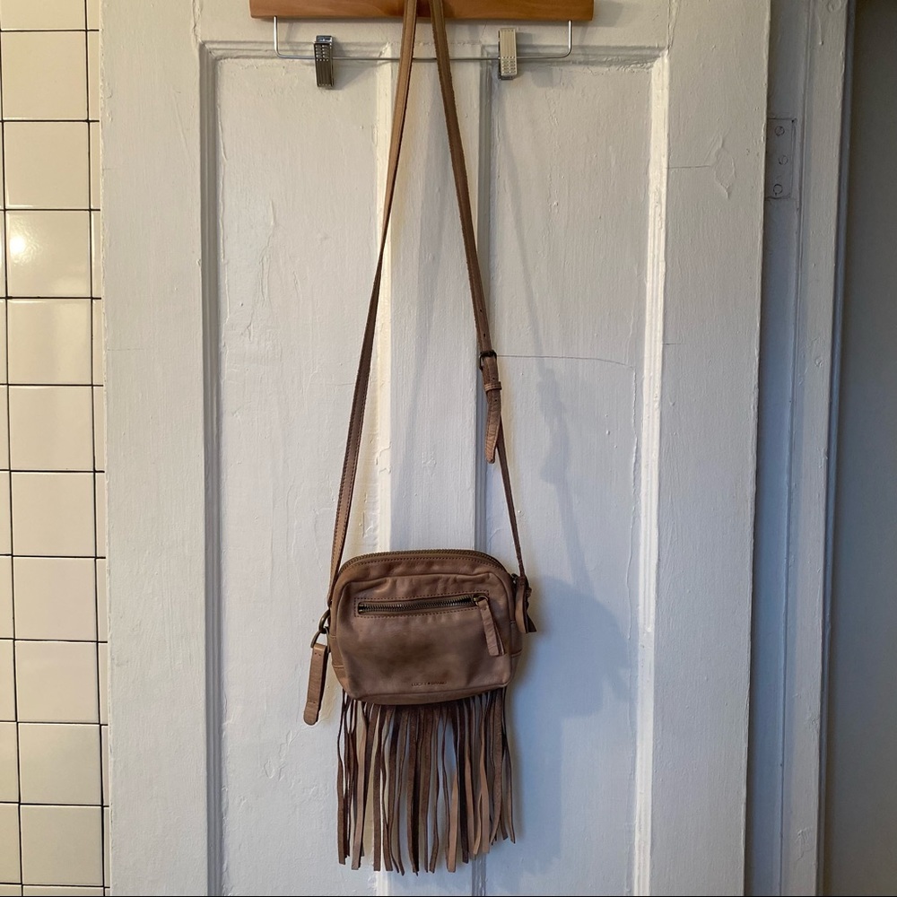 Lucky Brand mauve leather fringe purse